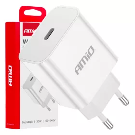 AMiO hálózati töltő USB-C 20W gyorstöltés 230V (03891)