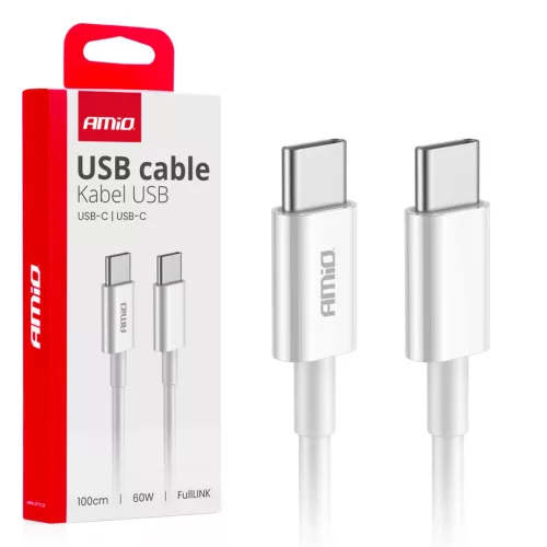 AMiO USB-C–USB-C kábel 60W 100cm FullLINK (03896)