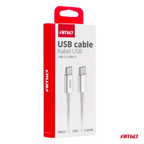AMiO USB-C–USB-C kábel 60W 100cm FullLINK (03896)
