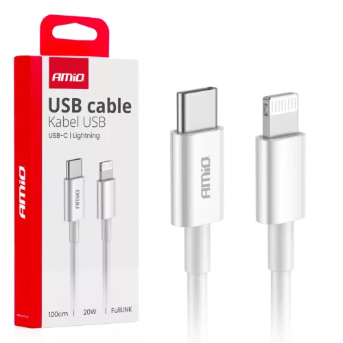 AMiO USB-C–Lightning kábel 20W 100cm FullLINK (03898)