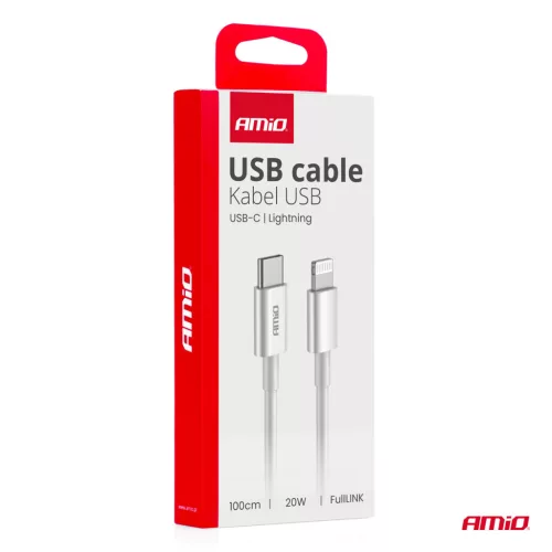 AMiO USB-C–Lightning kábel 20W 100cm FullLINK (03898)