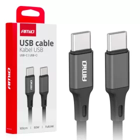 AMiO USB-C–USB-C kábel 60W 100cm FullLINK (03902)