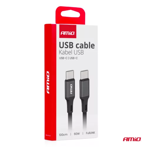 AMiO USB-C–USB-C kábel 60W 100cm FullLINK (03902)