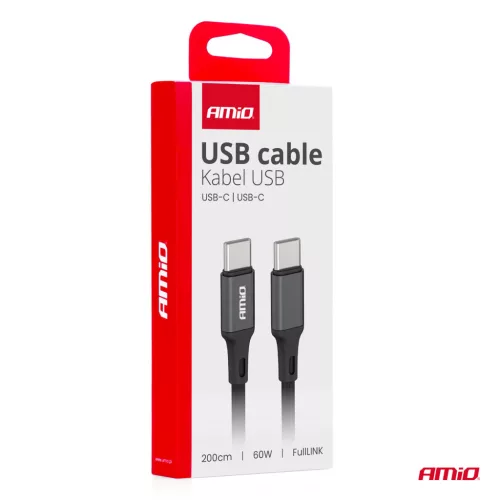 AMiO USB-C–USB-C kábel 60W 200cm FullLINK (03903)