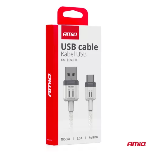 AMiO USB–USB-C kábel 3A 100cm FullLINK (03905)