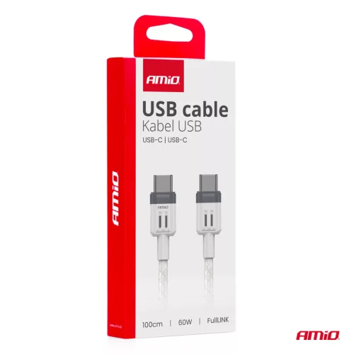 AMiO USB-C–USB-C kábel 60W 100cm FullLINK (03908)