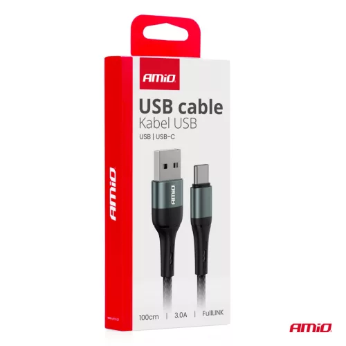 AMiO USB–USB-C kábel 3A 100cm FullLINK (03911)