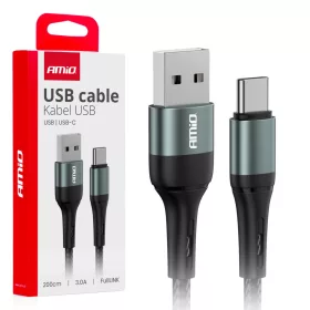 AMiO USB–USB-C kábel 3A 200cm FullLINK (03912)