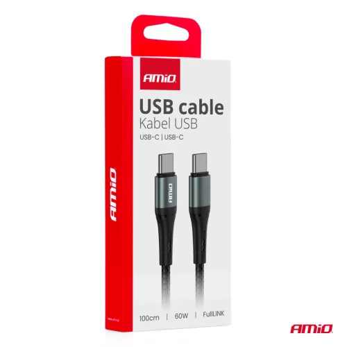 AMiO USB-C–USB-C kábel 60W 100cm FullLINK (03914)