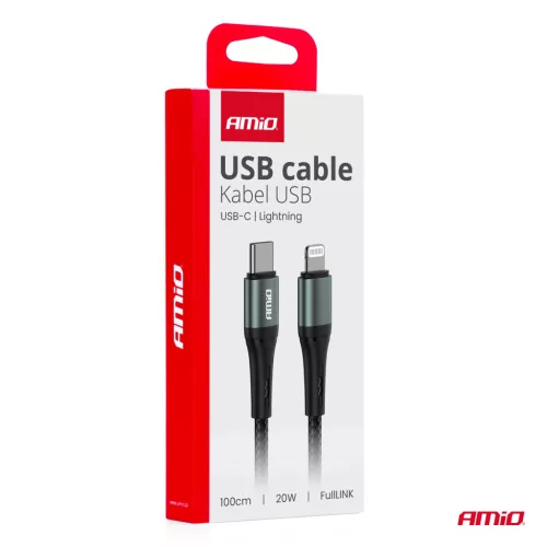 AMiO USB-C–Lightning kábel 20W 100cm FullLINK (03916)