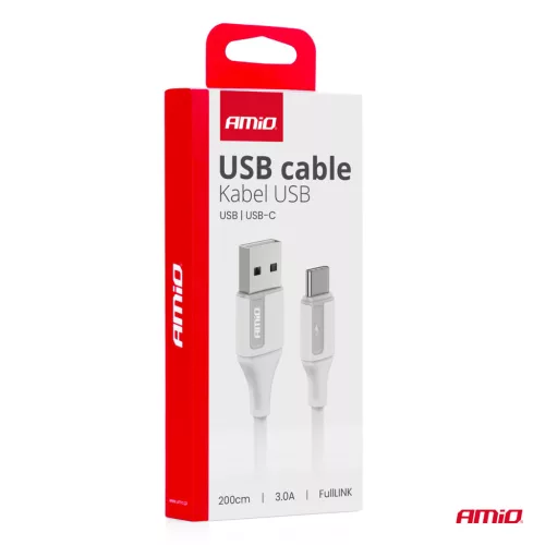 AMiO USB–USB-C kábel 3A 200cm FullLINK (03918)