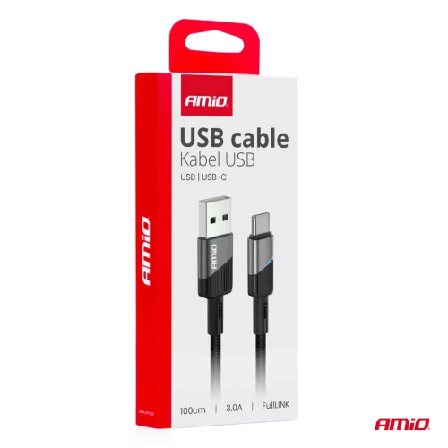AMiO USB–USB-C kábel 3A 100cm FullLINK (03923)