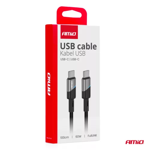 AMiO USB-C–USB-C kábel 60W 100cm FullLINK (03926)