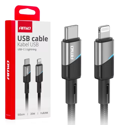 AMiO USB-C–Lightning kábel 20W 100cm FullLINK (03928)