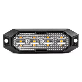   AMiO keskeny, hűtőrácsba szerelhető borostyánsárga LED-villogó, 4×3 W, R65/R10, 12/24 V, IP6K9K (03929)