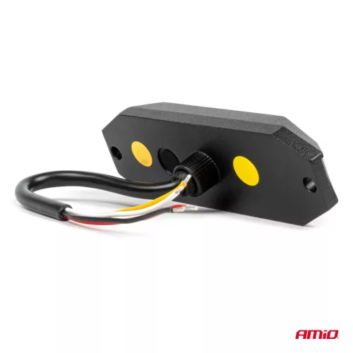 AMiO keskeny, hűtőrácsba szerelhető borostyánsárga LED-villogó, 4×3 W, R65/R10, 12/24 V, IP6K9K (03929)