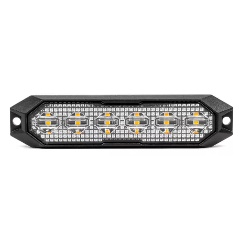 AMiO keskeny, hűtőrácsba szerelhető borostyánsárga LED-villogó, 6×3 W, R65/R10, 12/24 V, IP6K9K (03930)