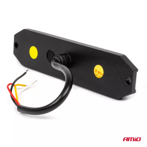 AMiO keskeny, hűtőrácsba szerelhető borostyánsárga LED-villogó, 6×3 W, R65/R10, 12/24 V, IP6K9K (03930)