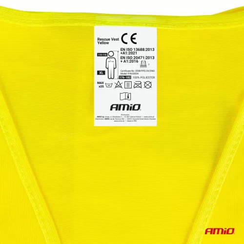 AMiO láthatósági mellény XL sárga tanúsítvánnyal (03934)