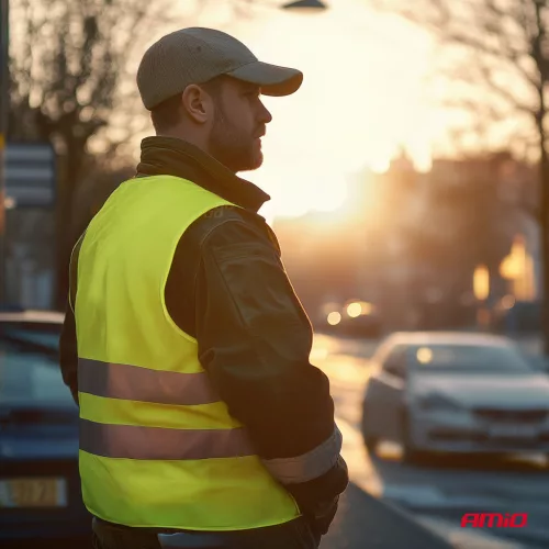 AMiO láthatósági mellény XL sárga tanúsítvánnyal (03934)