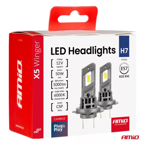 AMiO LED fényszóróizzók X5-sorozat WINGER H7 H18 6000K max. 50W (03946)