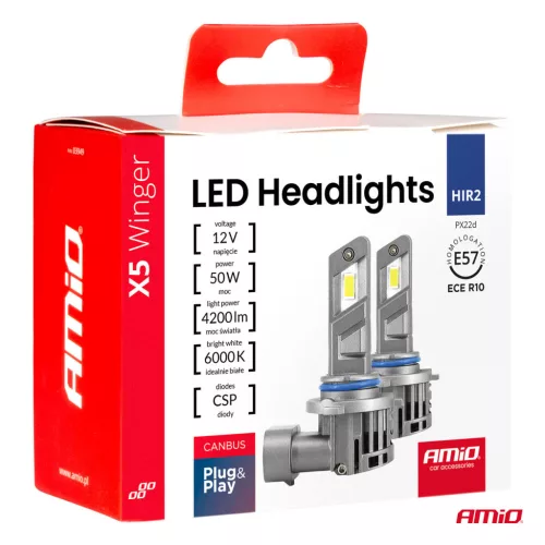 AMiO LED fényszóróizzók X5-sorozat WINGER HIR2 6000K max. 50W (03950)
