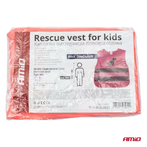 AMiO gyermek láthatósági mellény rózsaszín DINOSAUR (03989)