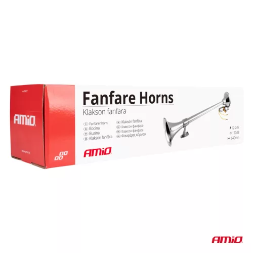 AMiO fanfárkürt króm 640mm 12V 24V (04076)