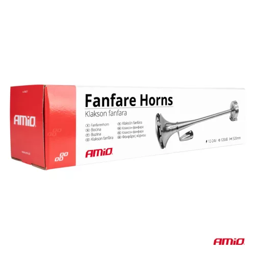 AMiO fanfárkürt króm 520mm 12V 24V HighTone (04077)