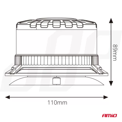 AMiO LED-es figyelmeztető lámpa nagy igénybevételre W28M 12V 24V (04105)