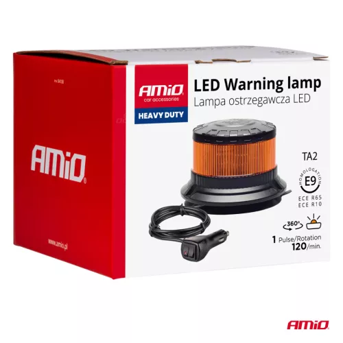 AMiO LED-es figyelmeztető lámpa nagy igénybevételre W28M 12V 24V (04105)