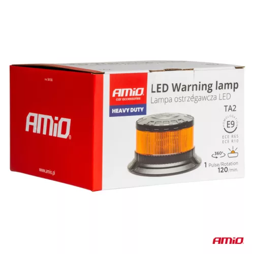 AMiO LED-es figyelmeztető lámpa nagy igénybevételre W28B 12V 24V (04106)