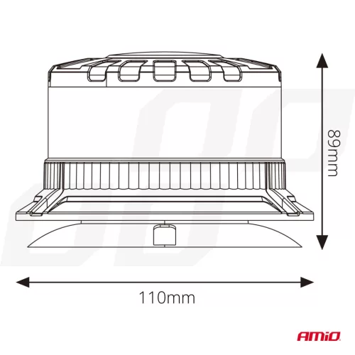 AMiO LED-es figyelmeztető lámpa nagy igénybevételre W28M 12V 24V (04108)