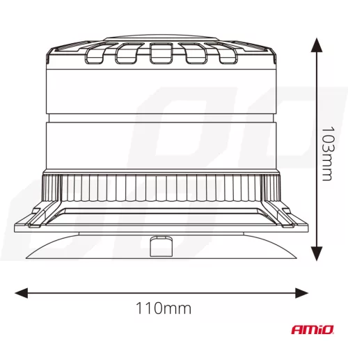 AMiO LED-es figyelmeztető lámpa nagy igénybevételre W29M 12V 24V (04110)