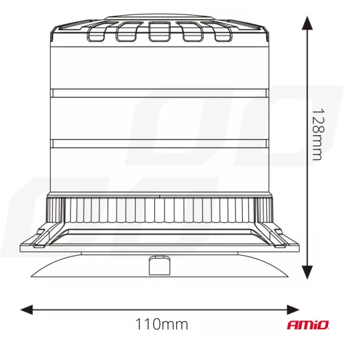 AMiO LED-es figyelmeztető lámpa nagy igénybevételre W30M 12V 24V (04111)