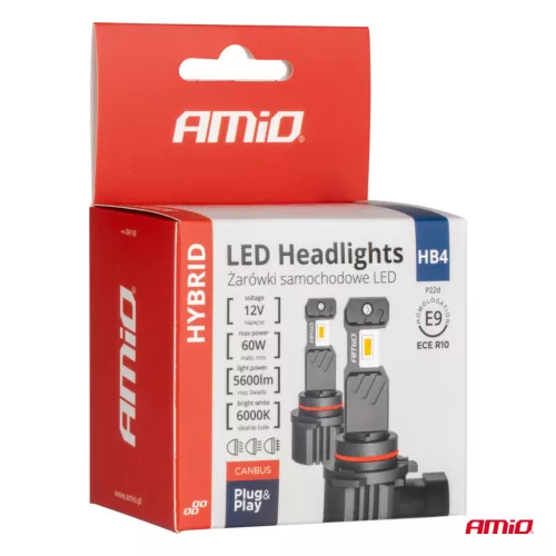 AMiO LED fényszóróizzók Hybrid sorozat HB4 9006 6000K CANBUS 60W (04118)