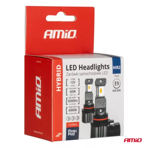 AMiO LED fényszóróizzók Hybrid sorozat HIR2 6000K CANBUS 60W (04119)
