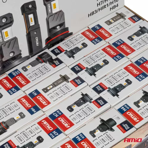AMiO LED fényszóróizzók Hybrid sorozat H1 H3 H4 H7 HB3 HB4 6000K CANBUS 16 készlet (04120)