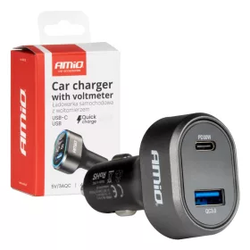   AMiO gyors autós töltő – feszültség LED kijelző 3.0 PD30W (04178)