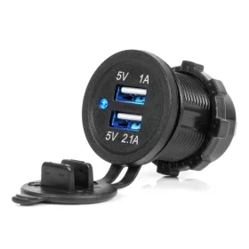   AMiO vízálló telefontöltő kék LED-visszajelzővel 3.1A 2xUSB 12/24V (04216)