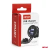 AMiO vízálló telefontöltő kék LED-visszajelzővel 4.2A 2xUSB 12/24V (04217)