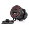 AMiO vízálló telefontöltő piros LED-háttérvilágítással 2xUSB QC3.0 12/24V (04221)