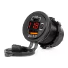 AMiO vízálló telefontöltő kapcsolóval piros LED visszajelző digitális voltmérő USB + USB C QC3.0 12/24V (04222)