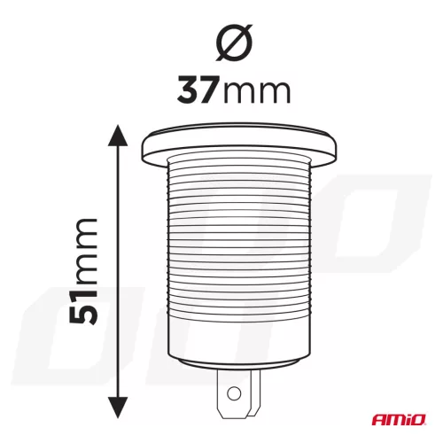 AMiO vízálló telefontöltő piros LED-háttérvilágítással 2xUSB C 12/24V (04223)