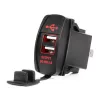 AMiO csónak alakú vízálló telefontöltő piros LED-háttérvilágítással 2xUSB 12/24V (04228)
