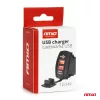 AMiO csónak alakú vízálló telefontöltő piros LED-háttérvilágítással 2xUSB 12/24V (04228)