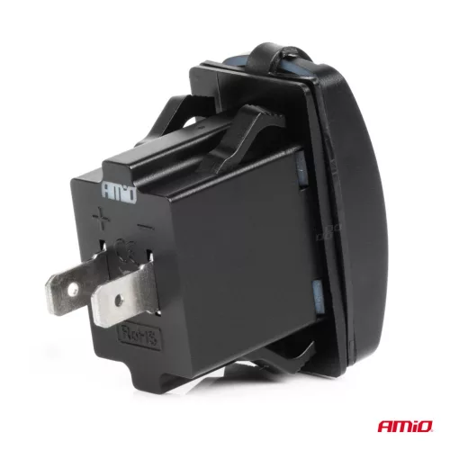 AMiO csónak alakú vízálló telefontöltő piros LED-háttérvilágítással USB + USB C QC3.0 12/24V (04229)