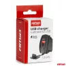 AMiO csónak alakú vízálló telefontöltő piros LED-háttérvilágítással USB + USB C QC3.0 12/24V (04229)