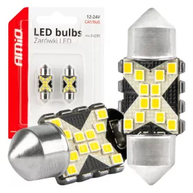   AMiO LED CANBUS izzók 12SMD szofita C5W 2016 31mm fehér 12/24V (04235)