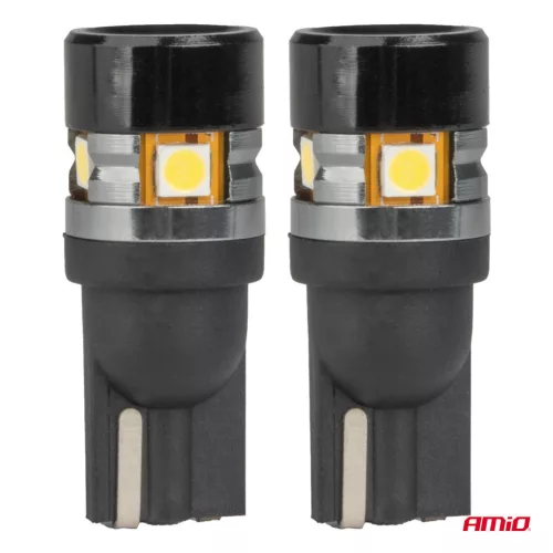 AMiO LED izzók CANBUS T10 W5W 5SMD 3030 fehér 12V 24V (04239)
